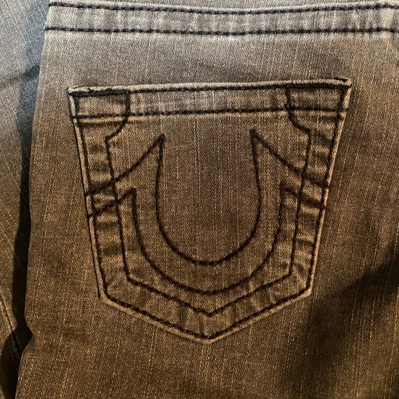 True Religion Brand Jeans, Sz 27, faded grey with black stitching - Picture 4 of 7